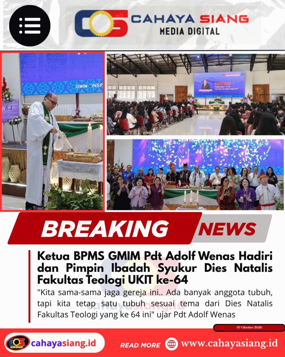 Ketua BPMS GMIM Pdt Adolf Wenas Hadiri dan Pimpin Ibadah Syukur Dies ...